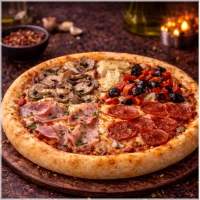 Tomato Sauce,Mozzarella,,Ham,Salami,Bell Pepper,Mushrooms